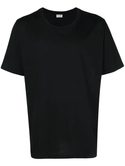 Saint Laurent Signature-print Cotton T-shirt In Black