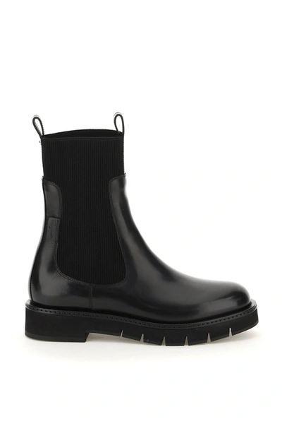 Salvatore Ferragamo Rook Leather Chelsea Boots In Black