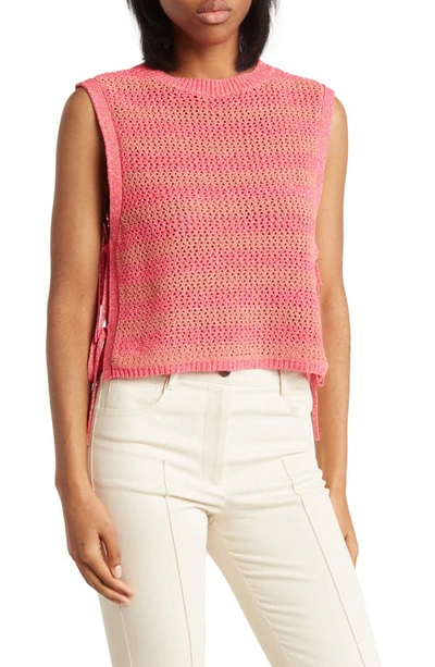 Rag & Bone Carson Striped Crochet-knit Tank In Pink Multi