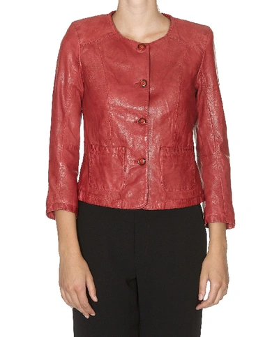 Bully Leather Jacket In Brick Red