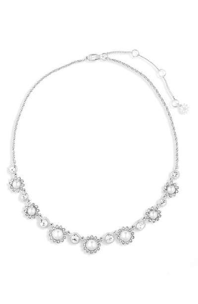 Marchesa Imitation Pearl & Crystal Frontal Necklace In Rhod/ White/ Cry