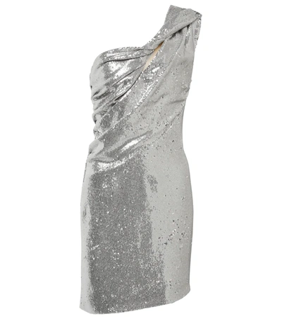 Givenchy Sequined One-shoulder Minidress In Silver