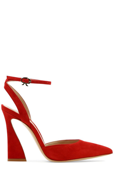 Gianvito Rossi Aura Suede Ankle-strap Pumps In 红色
