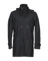 Moorer Double Breasted Pea Coat In Dark Blue
