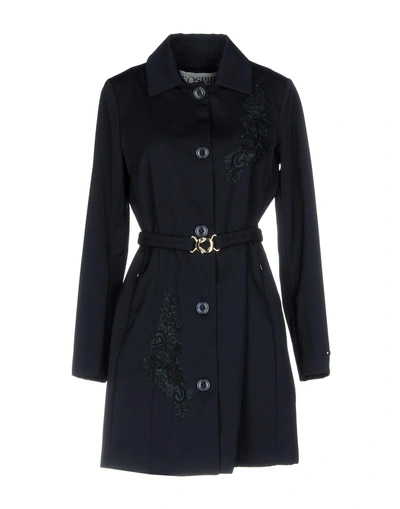 Geospirit Belted Coats In Dark Blue