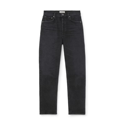 Agolde Riley High-rise Straight-leg Jeans In Black