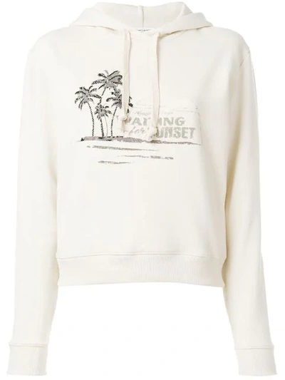 Saint Laurent Waiting For Sunset Hooded Sweatshirt In Off White