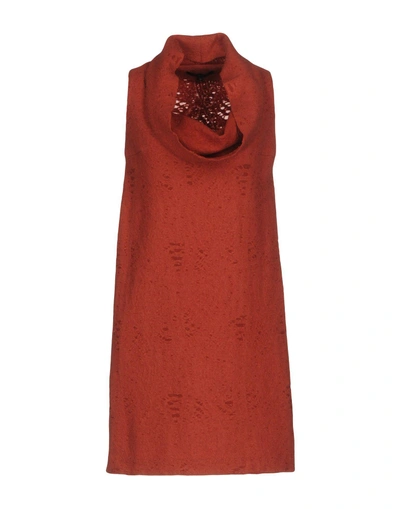 Walter Voulaz Short Dress In Brick Red