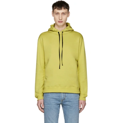 Saint Laurent Drawstring Hoodie In Yellow