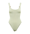 Hunza G Domino Crinkle-effect Swimsuit In Green