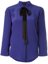 Marc Jacobs Crêpe De Chine Tie Neck Blouse In Blue