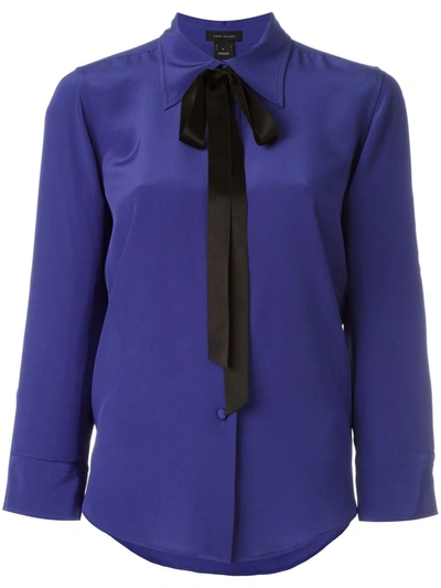 Marc Jacobs Crêpe De Chine Tie Neck Blouse In Blue