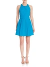 Alice And Olivia Fit & Flare Halterneck Sleeveless Dress In Jewel Blue