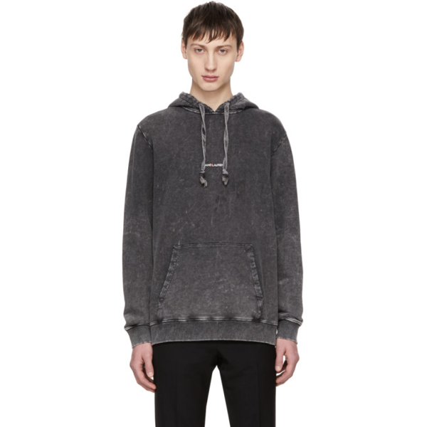 saint laurent distressed logo hoodie