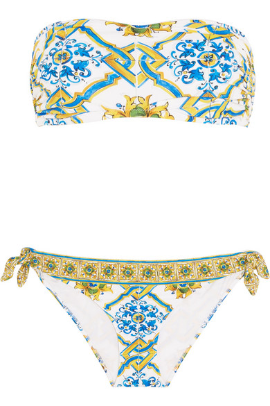 Dolce & Gabbana Printed Bandeau Bikini | ModeSens