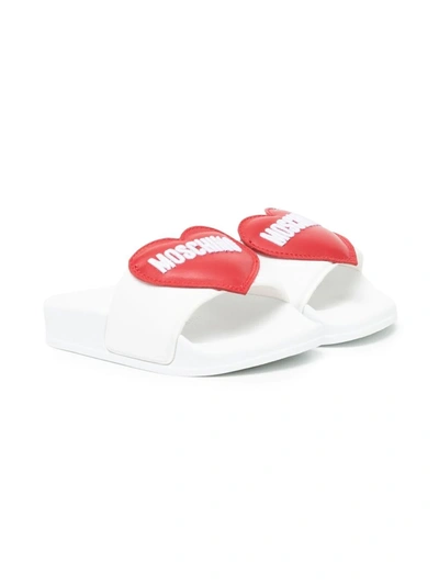 Andrea Montelpare Kids' Heart Patch Pool Slides In White