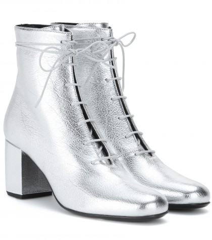 Saint Laurent Metallic Leather Ankle Boots In Argeeto | ModeSens