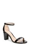 Stuart Weitzman Nearlynude Ankle Strap Sandal In Black Patent