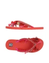 Colors Of California Toe Strap Sandals In Red