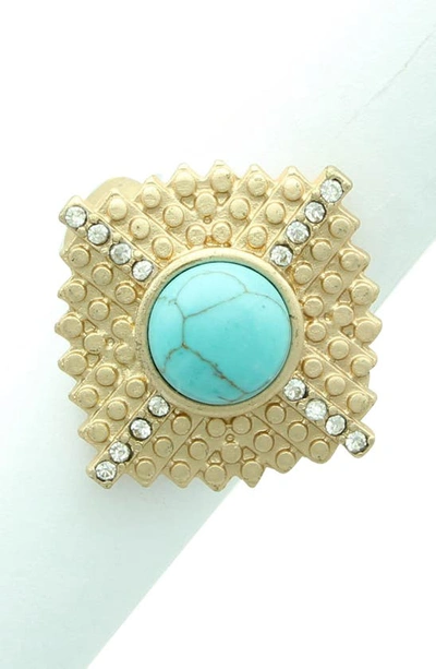Olivia Welles Geo Shape Ring In Matte Gold / Turquoise