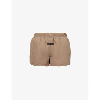 Essentials Tan Cotton Shorts In Wood