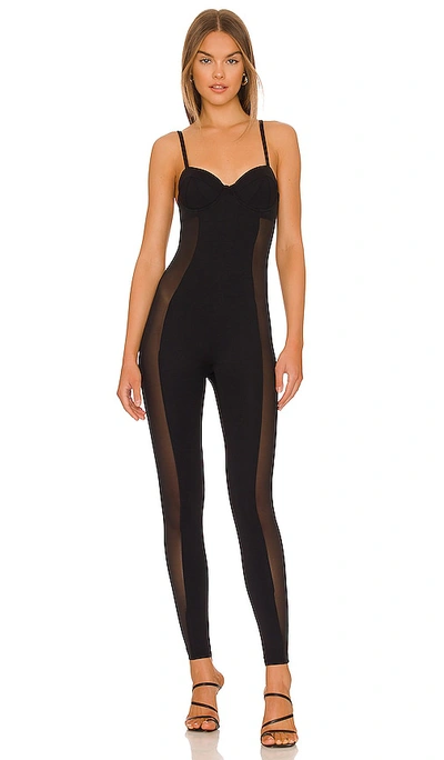 Fleur Du Mal Jersey And Mesh Catsuit In Black