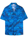 Valentino Camouflage-print Short-sleeved Shirt In Blue