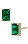 Savvy Cie Jewels Vermeil Sterling Silver Emerald Cut Cz Box Stud Earrings In Emerald - May