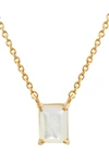 Savvy Cie Jewels Vermeil Emerald Cut Cz Birth Stone Box Cut Necklace In Moonstone - June