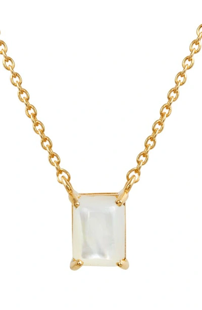 Savvy Cie Jewels Vermeil Emerald Cut Cz Birth Stone Box Cut Necklace In Moonstone - June