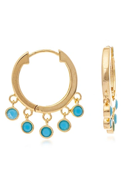 Rivka Friedman 18k Yellow Gold Plated Turquoise Crystal Dangle Earrings In 18k Gold Clad