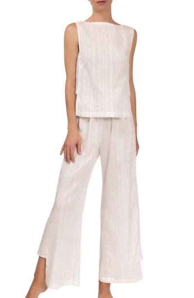 Everyday Ritual Piper Metallic Stripe Cotton Pajamas In Coconut Shimmer