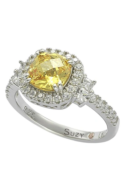Suzy Levian Yellow Cz Engagement Ring