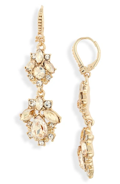 Marchesa Crystal Cluster Double Drop Earrings In Gold/ Goldtonal