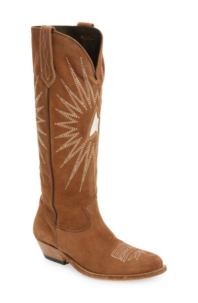Golden Goose Wish Star Tall Western Boot In Brown