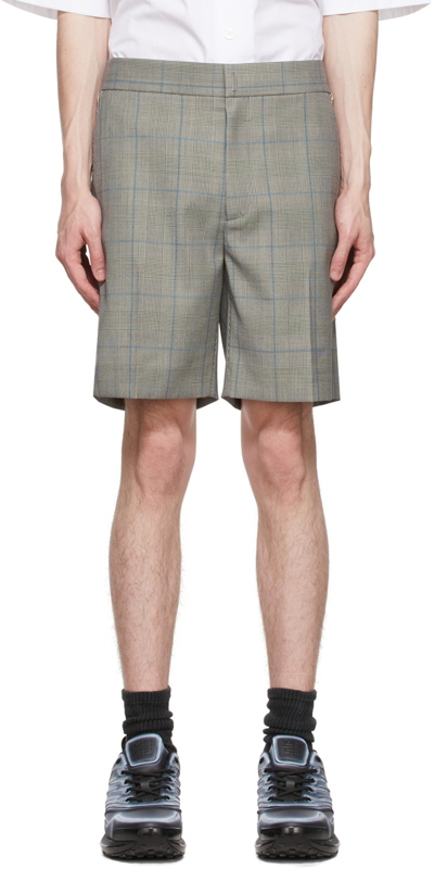 Givenchy Men's Plaid Wool Shorts In Medium Grey