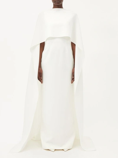 Roksanda Elinia Cape-effect Tie-back Cady Gown In Ivory