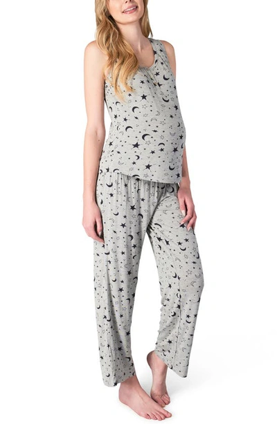 Everly Grey Joy Tank & Pants Maternity/nursing Pajamas In Twinkle Night