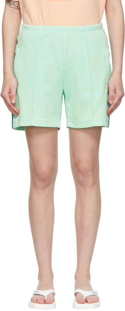 Palm Angels Neon Green Shorts With Logo