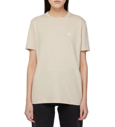 Acne Studios Face Patch Crewneck T In Beige