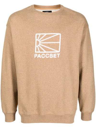 Paccbet Embroidered-logo Cotton Sweatshirt In Neutrals