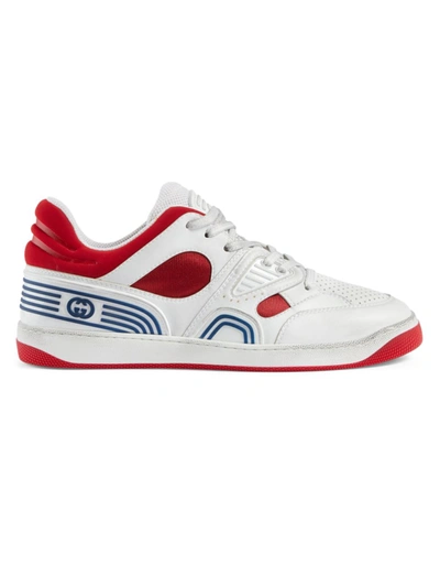 Gucci Basket Faux-leather Low-top Trainers In White