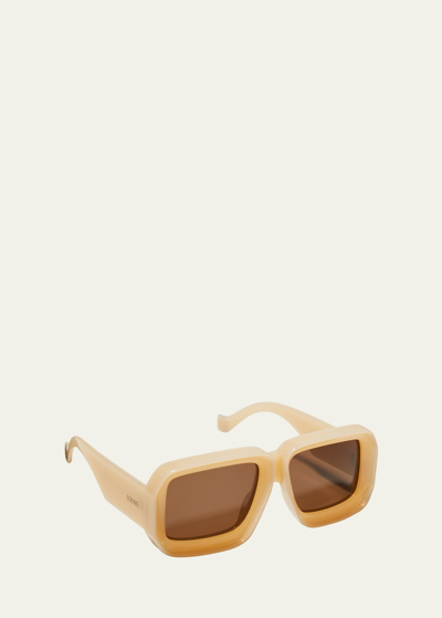 Loewe Oversized Square Acetate Sunglasses In Shiny Beige