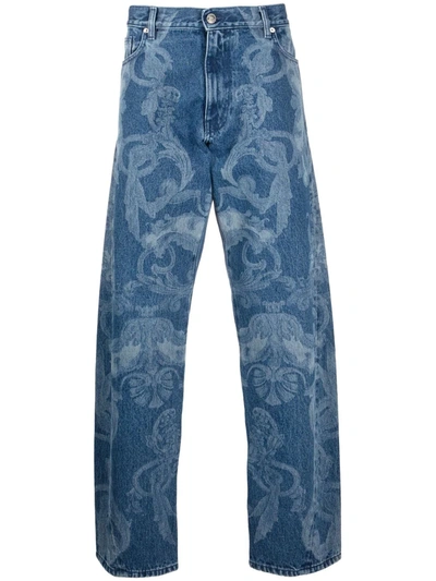 Versace Silver Baroque Jeans, Male, Blue, 34