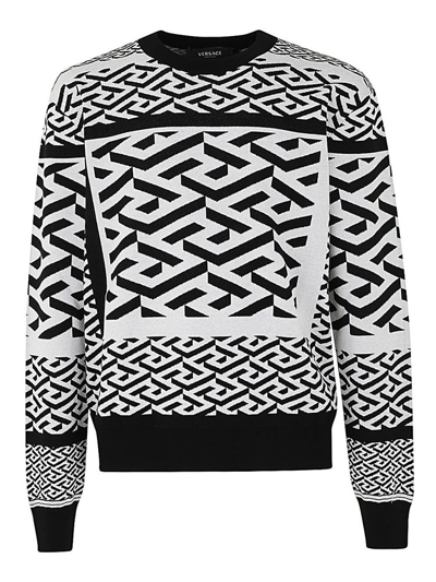 Versace Knit Sweater Greek Series In Black