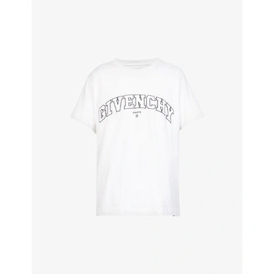 Givenchy Logo Embroidered College Classic-fit T-shirt In White