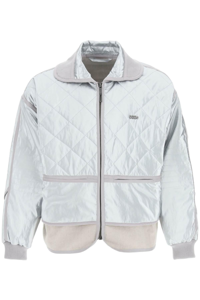 032c Linen Bomber Jacket In Metallic,grey