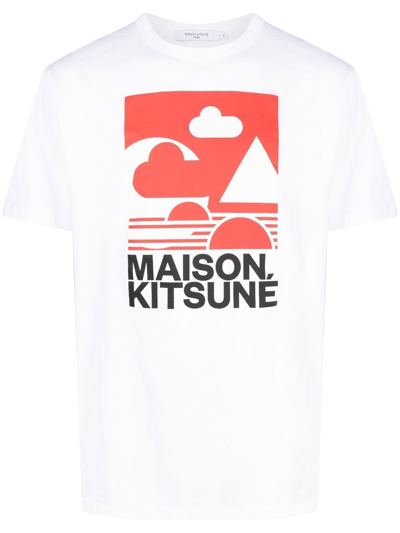 Maison Kitsuné Maison Kitsun Mens White Cotton T-shirt