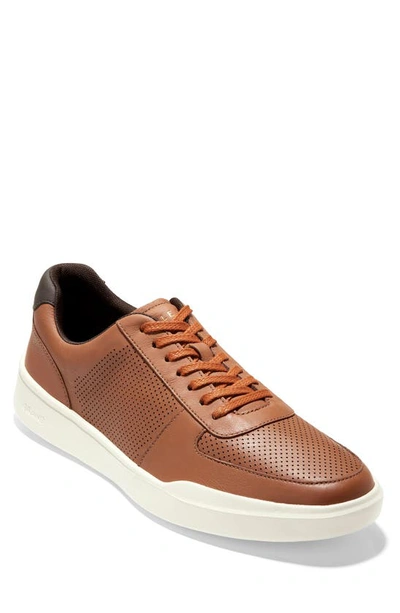 Cole Haan Grand Crosscourt Modern Perforated Sneaker In British Tan Perforated-dark Brown