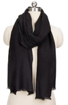 Saachi Cashmere Silk Eyelash Fringe Scarf In Black